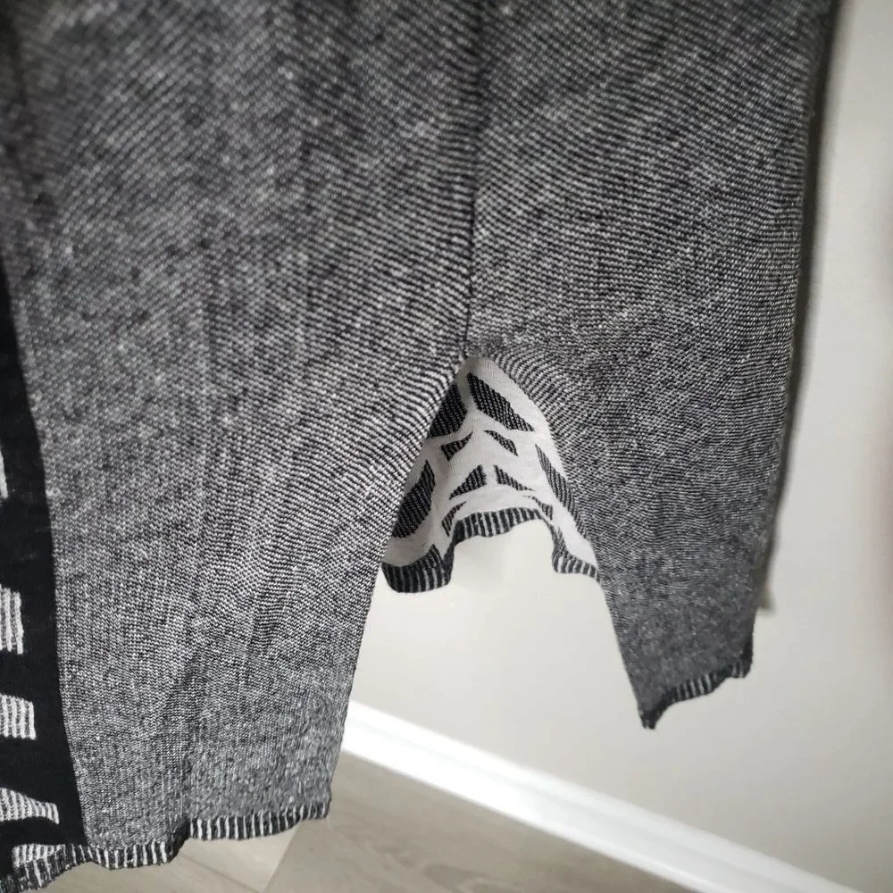 ZOZO woman Size L Long Cardigan Linen Viscose blend Geometric print Open Front - Picture 3 of 5